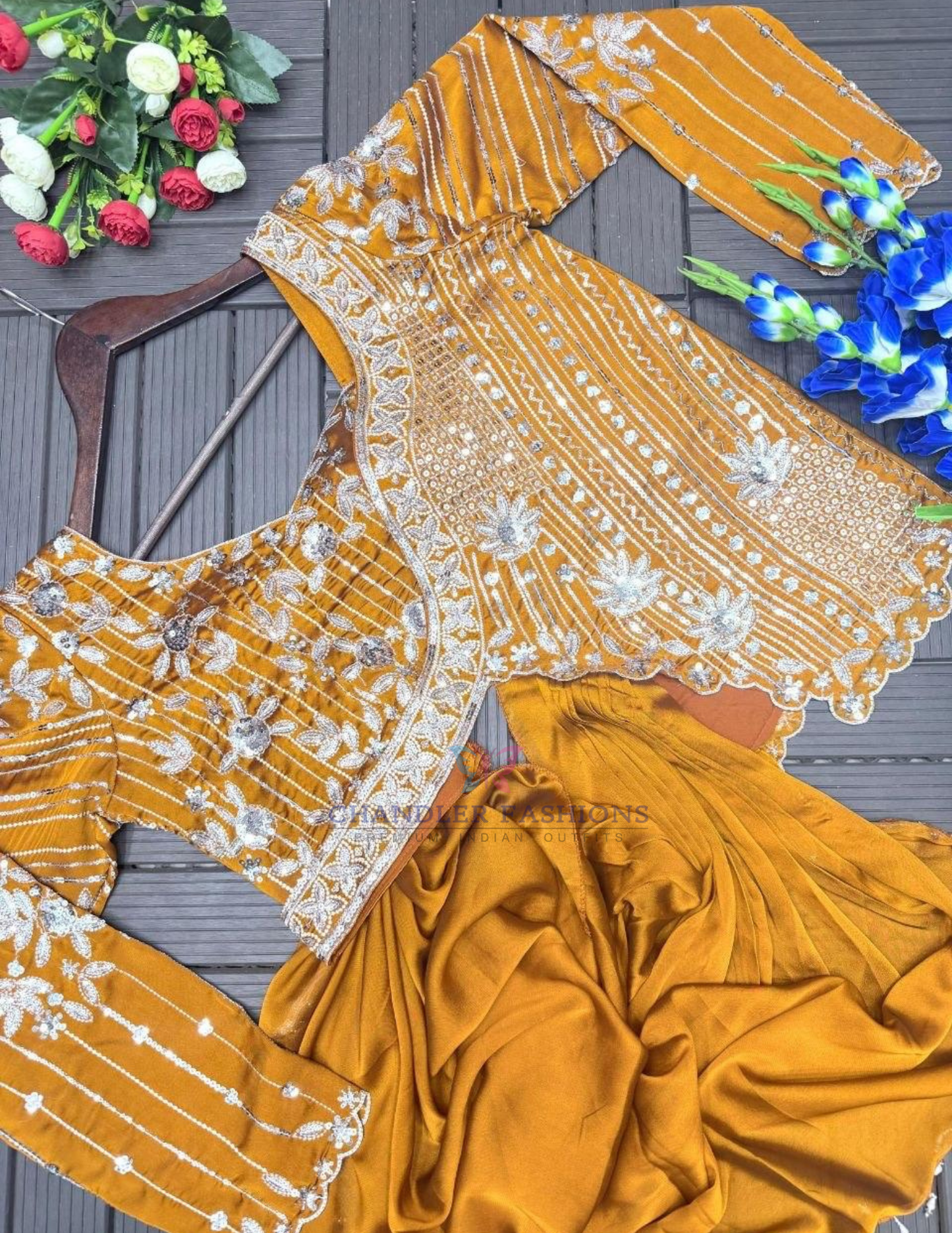 Yellow Color Rangoli With Embroidery , Sequins Work Saree In Chandler
