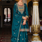 Heavy Chinon Palazzo Suits With Embroidery Work In USA