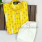 Elegant Yellow Color Silk Cotton Kurta Pajama Pant Set Near Me