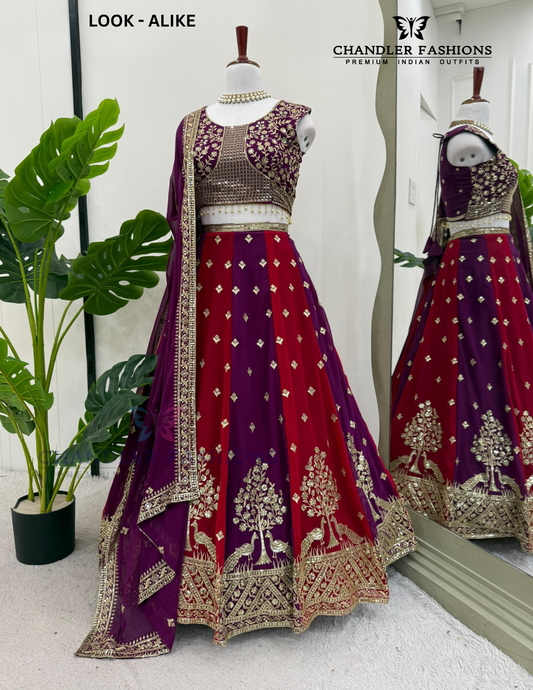 Charming Purple Color With Thread And Sequins Work Lehenga Choli For Women