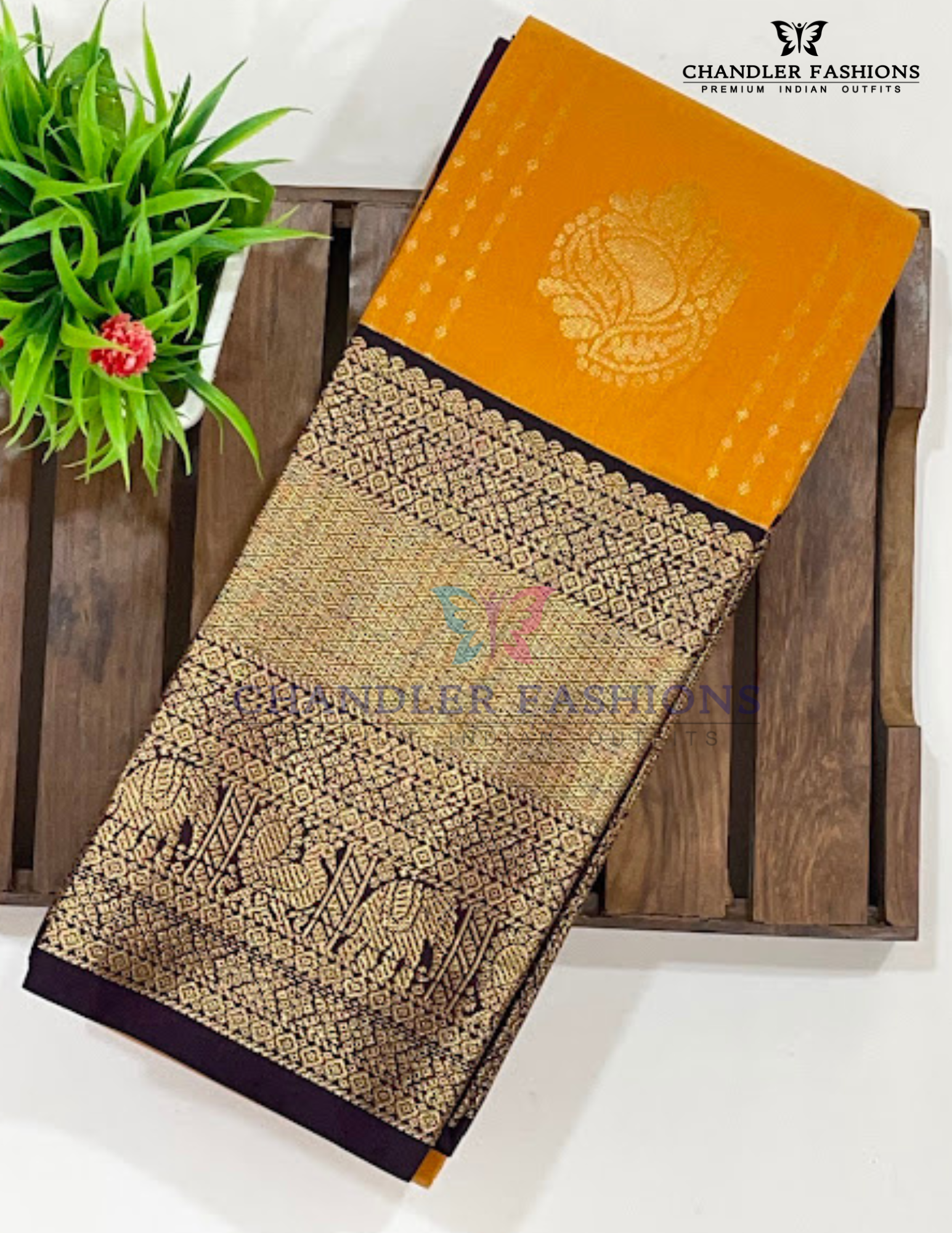 Yellow Color Gold Zari Work Saree In USA