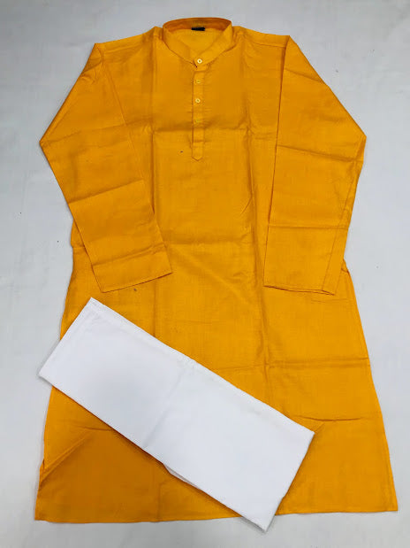 Shine Yellow Color Men's Kurta With Pajama Pant in USA