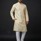 Elegant Ivory Color Brocade Men's Kurta With Cotton Pajama Pant