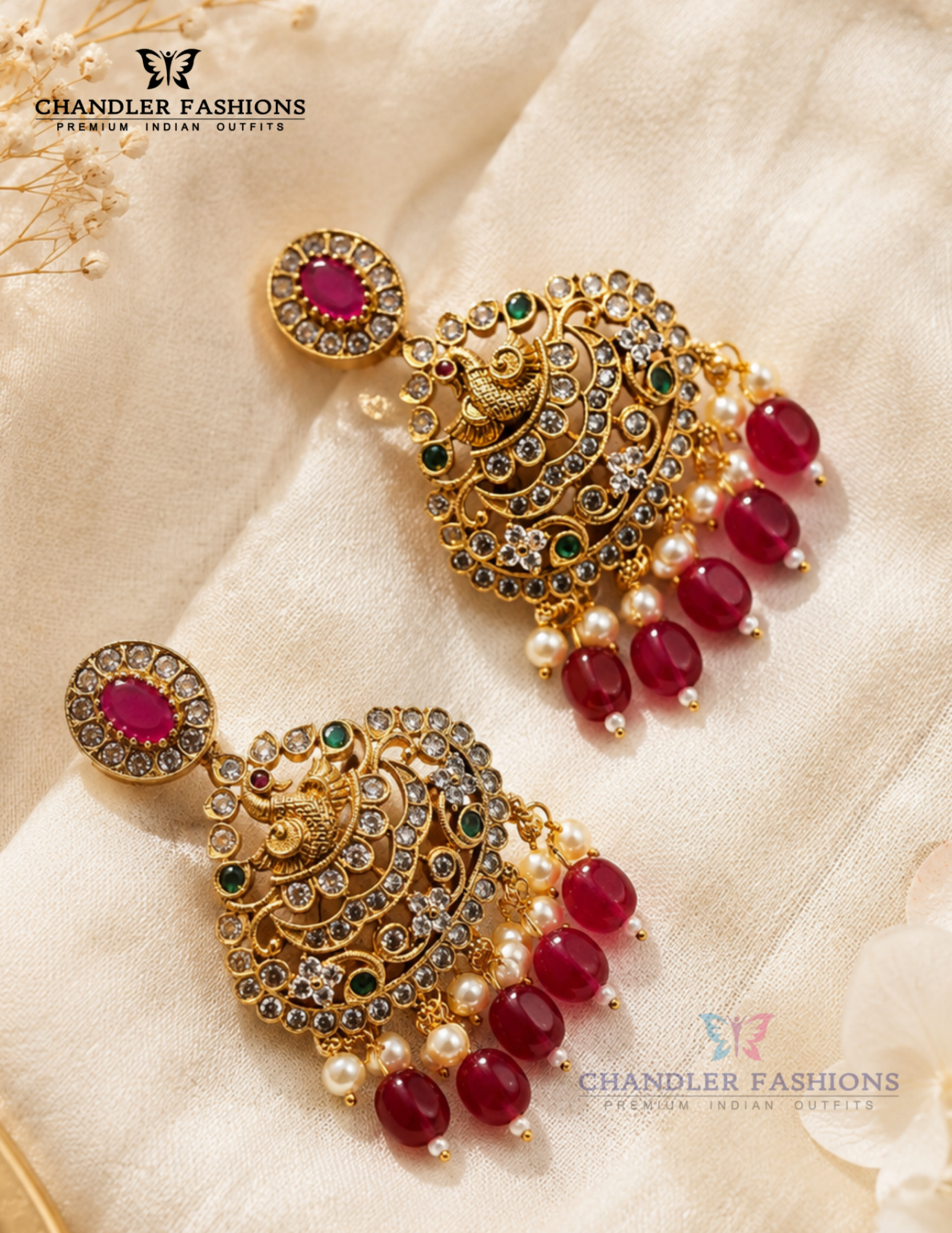 Temple Style Gold Plated Peacock Necklace Set Near Me