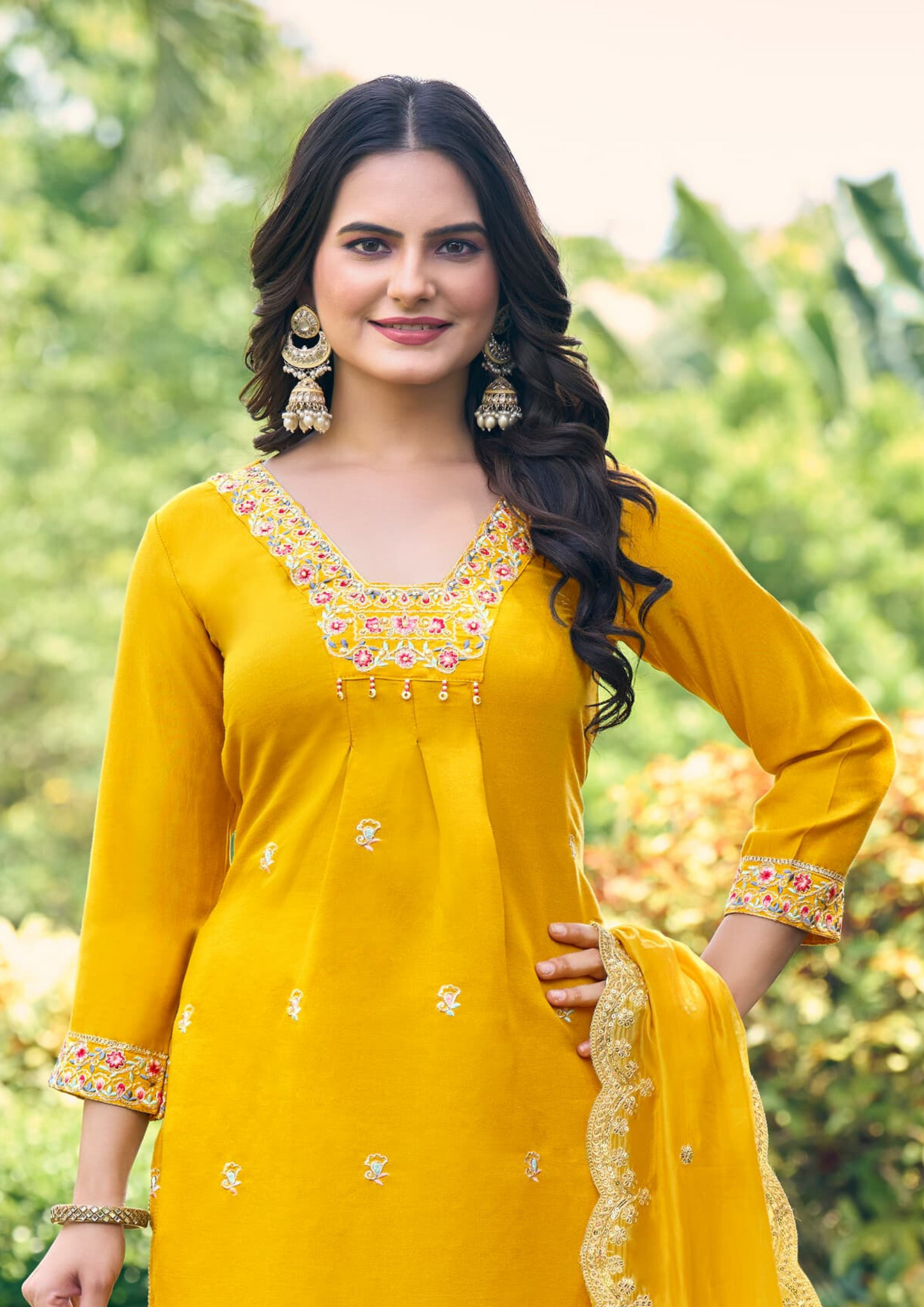 Attractive Yellow Color Pure Viscose Salwar Suits With Dupatta Near Me