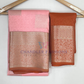 Light Pink Color Pure Kanchi Silk With Orange Border Saree In USA