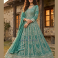 Gorgeous Teal Green Color Premium Georgette With Heavy Zari And Thread Embroidery Work Anarkali Gown
