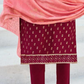 Attractive Maroon Color Rayon With Foil Print Kurti And Dupatta In Mesa