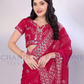 Red Color Gold Tussar Sequins Saree With Embroidery Work Near Me