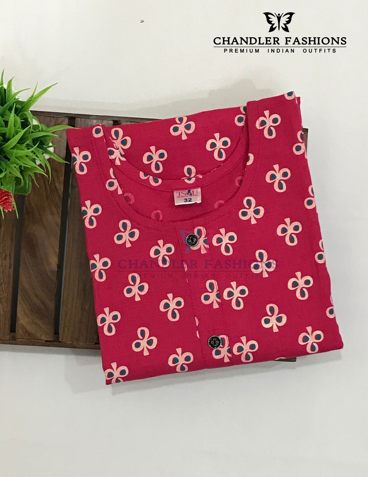 Pink Color With Printed Work Rayon Kurti In USA