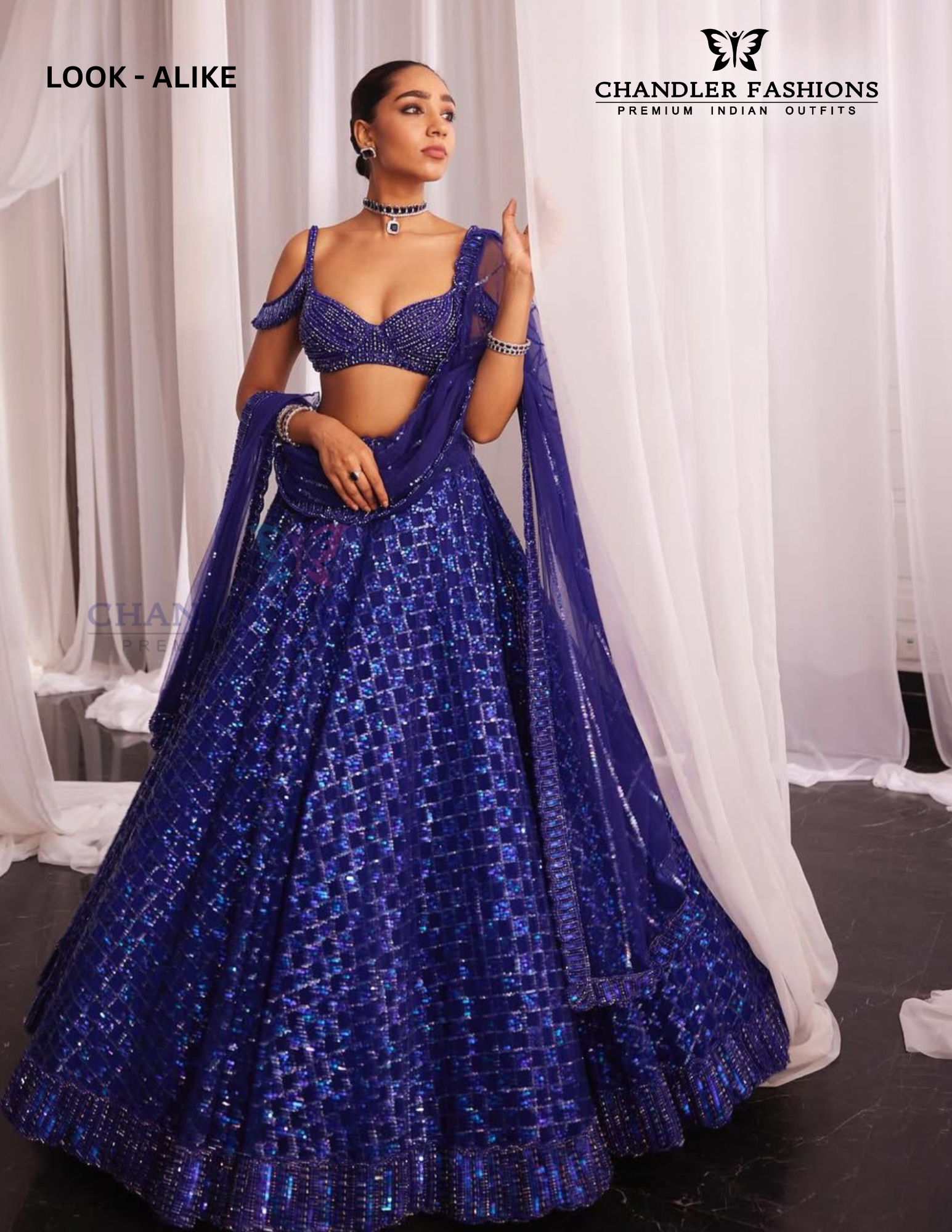 Blue Color Lehenga With Sequins Work Near Me