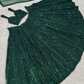 Green Color Rainbow Sequins And Dori Work Lehenga In Yuma