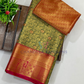 Attractive Green Color Pure Kanchi Silk With Gold Zari Work Saree For Women