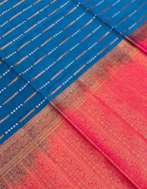 Teal Blue Color Soft Silk Saree With Contrast Rich Pallu In Yuma