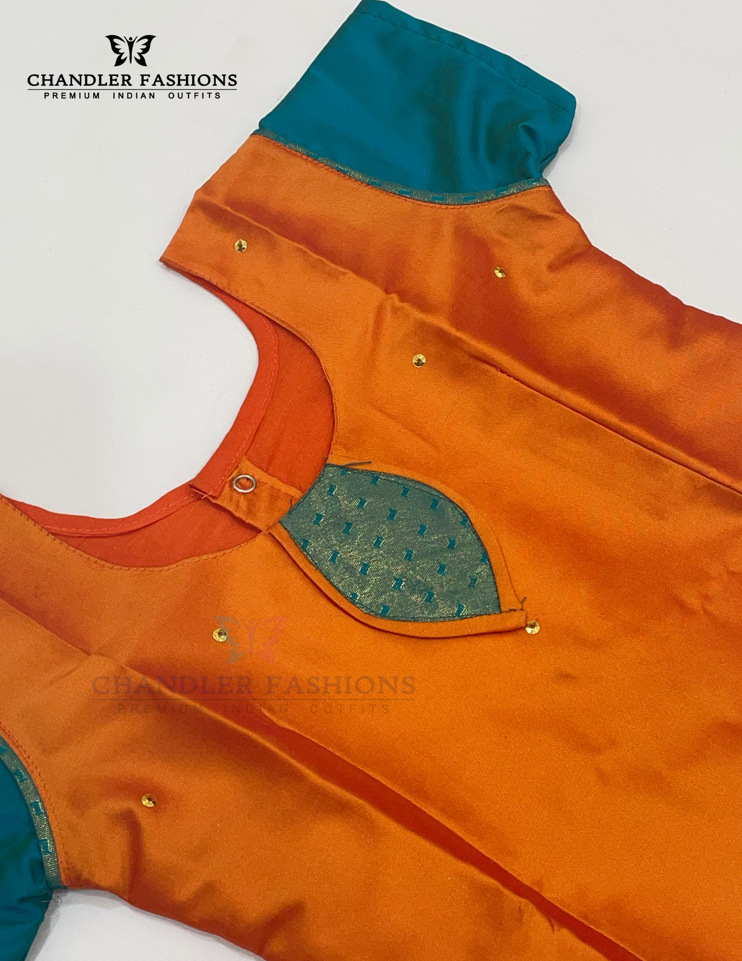 Orange And Green Colored Silk Langa Sets In Suncity