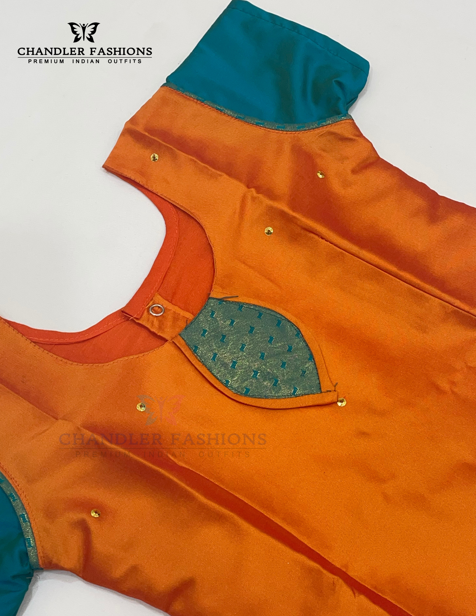 Orange And Green Colored Silk Langa Sets In Suncity