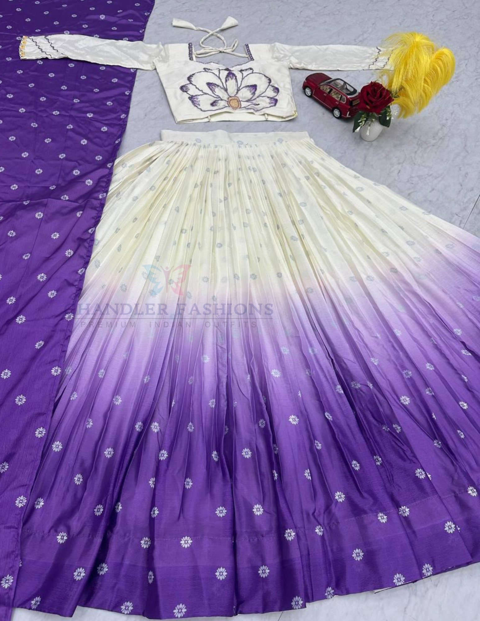 White And Violet Color Lehenga Choli With Printed Work In Yuma