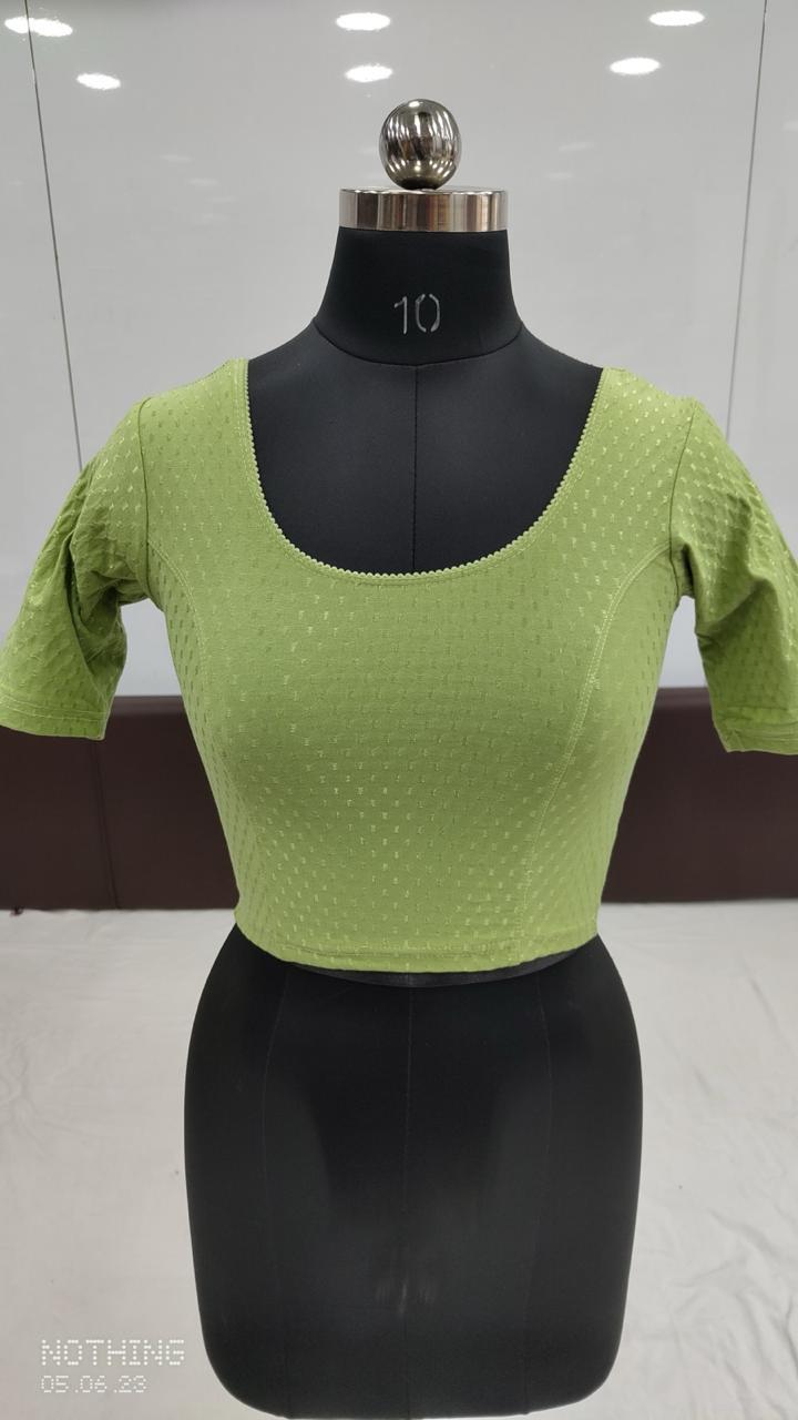 Exquisite Pista Green Color Cotton Dobby Stretchable Ready To Wear Blouse For Women