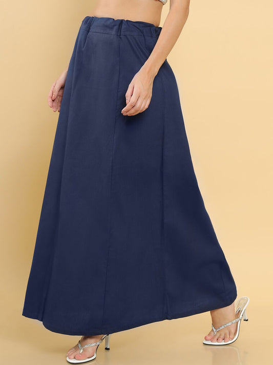Stunning Dark Blue Color Cotton Embroidered Petticoat For Women