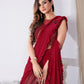 Beautiful Red Color Sequins Work Ready To Wear One Minute Designer Saree Near Me