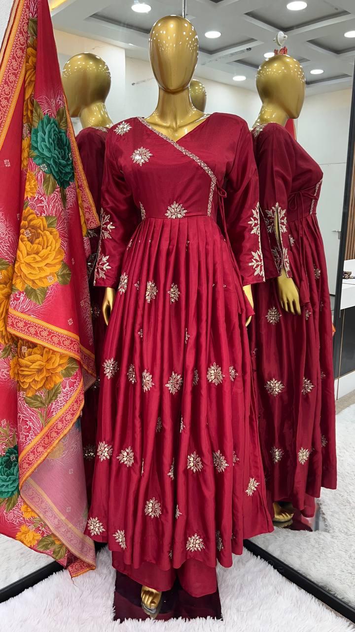 Gorgeous Maroon Color Anarkali Suits In Tempe