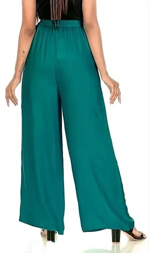 Charming Rama Green Colored Rayon Palazzo Pant For Women