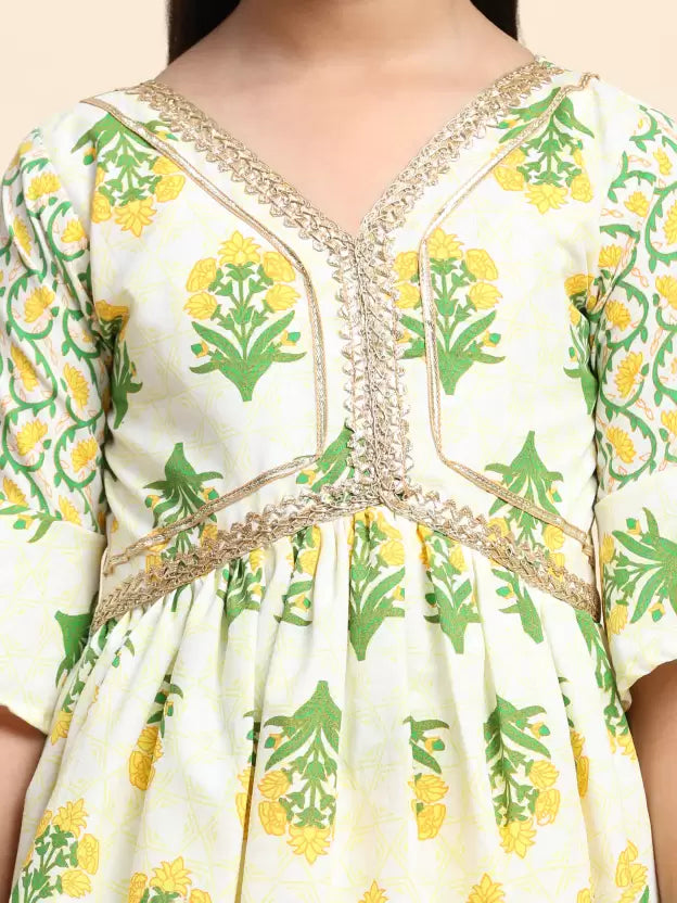 Cotton Girls Kurti With Lace Border Work in USA