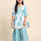 Elegant Sky Blue Colored Soft Cotton Kurta Sharara Suits For Girls