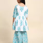 Elegant Sky Blue Colored Soft Cotton Kurta Sharara Suits Near me