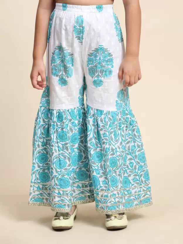 Elegant Sky Blue Colored Soft Cotton Kurta Sharara Suits in Phoenix