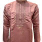 Pretty Light Purple Color With Cotton Embroidery Work Kurta Suits For Men