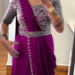 Purple Color Chinon With Embroidery Work Ready To Wear Saree Near Me