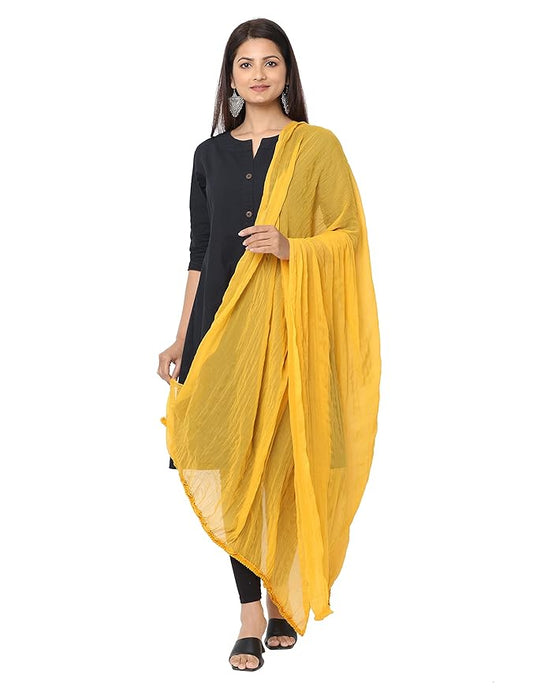 Attractive Light Mustard Yellow Colored Chiffon Dupatta For Women
