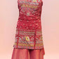 Attractive Rani Pink Color Silk With Embroidery Work Sharara Suits With Dupatta For Women