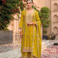 Delightful Mustard Yellow&nbsp;Color Chinon With Embroidery Work Palazzo Suits For Women