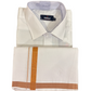 Gorgeous White Color Cotton Shirt And Copper Border Dhoti Set For Men