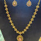 Stunning Pink Stones Gold Plated Necklace With Earrings For Women