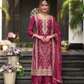 Gorgeous Dark Pink Color Chinon With Embroidery Work Palazzo Suits For Women