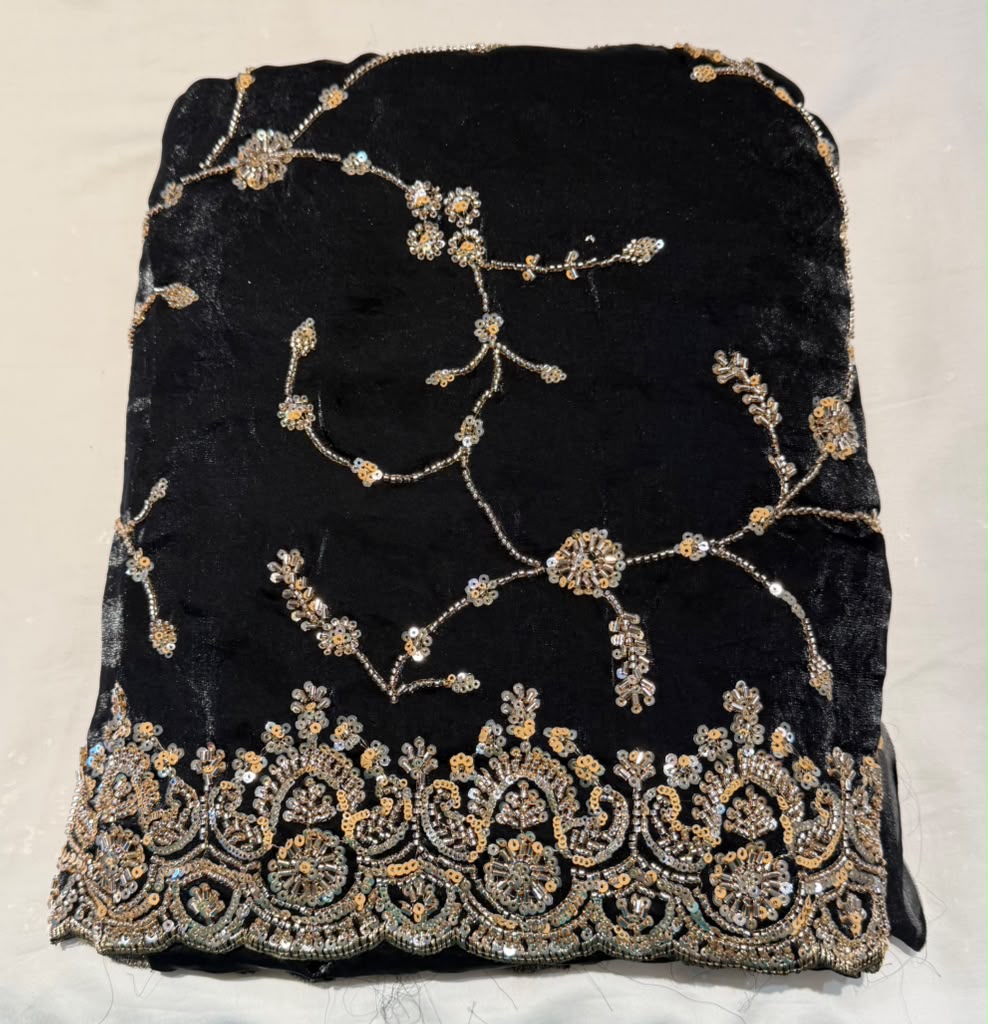 Smashing Black Color Tissue Silk Fancy Saree With Sequins Work For Women