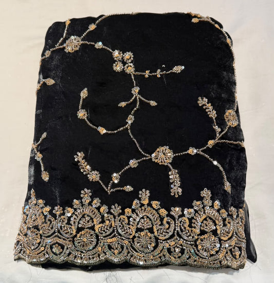 Smashing Black Color Tissue Silk Fancy Saree With Sequins Work For Women