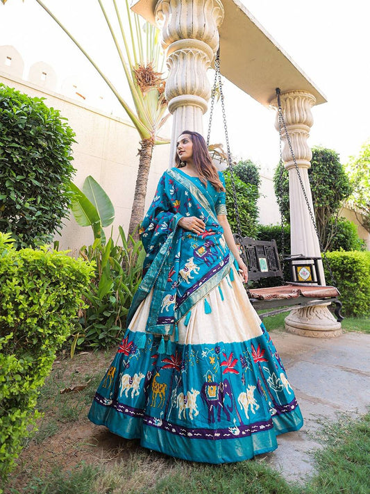 Appealing Sky Blue Colored Chaniya Choli Lehengas With Dupatta Sets For Women