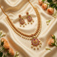 Dazzling Pink Stones With Pearl Hangings Gold Plated Necklace With Earrings For Women
