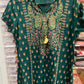 Amazing dark green color work kurti for women