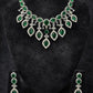 Stunning Emerald Green And White Stones Silver Plated Necklace With Earrings Set