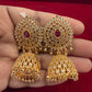 Beautiful Gold Plated Pink and White Stones Jhumkas