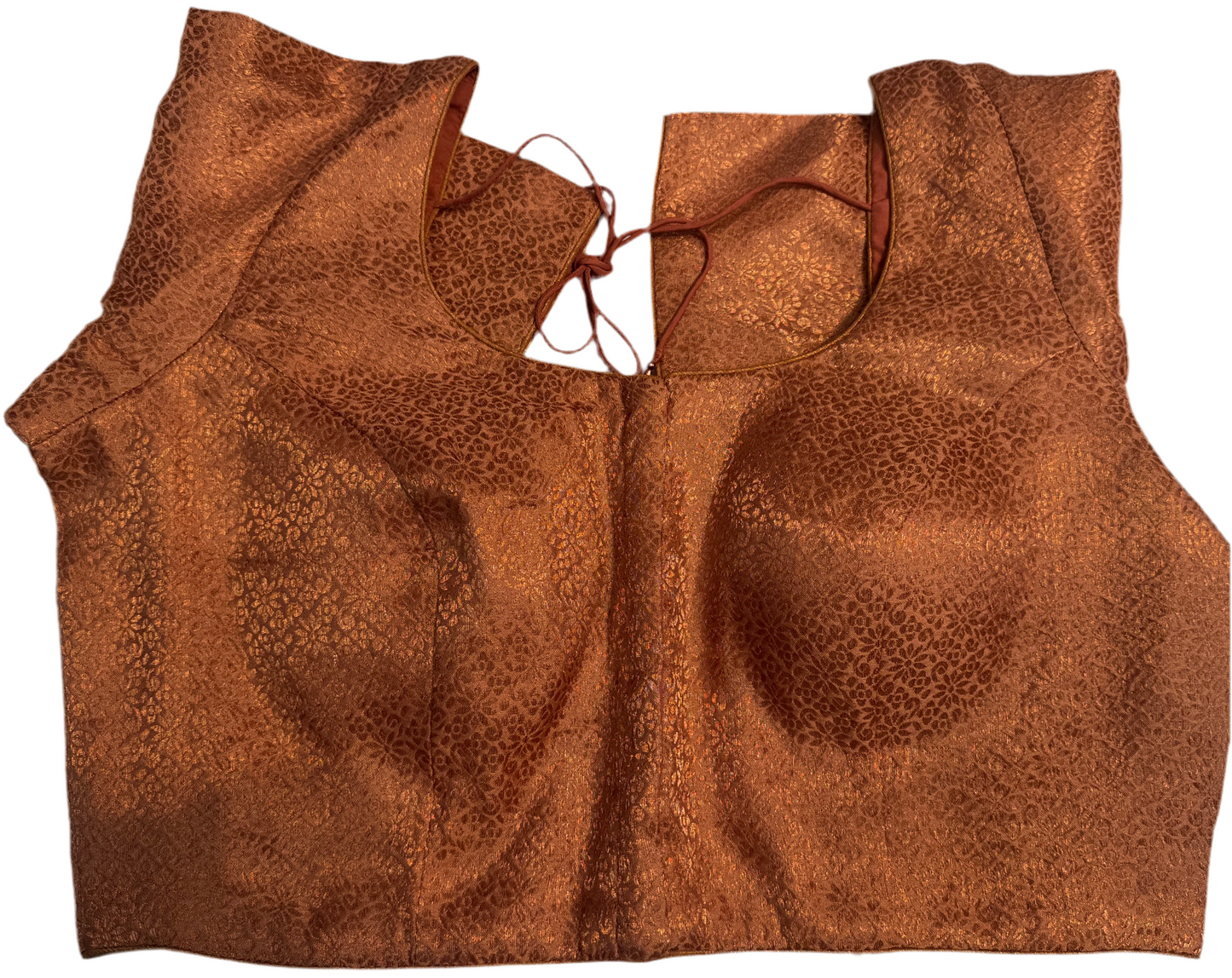 Attractive Front Open Orange Color Brocade Elbow Sleeve Readymade Blouse For Women