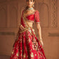 Gorgeous Red Colored Premium Satin Embellished Lehenga Choli With Zari Work
