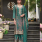 Stunning Teal Green Color Chinon With Embroidery Work Palazzo Suits For Women