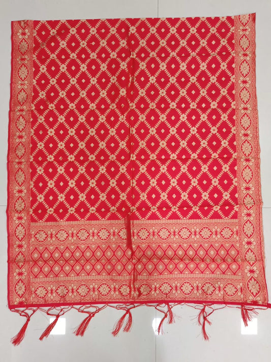 Alluring Red Color Jacquard Banarasi Dupatta For Women