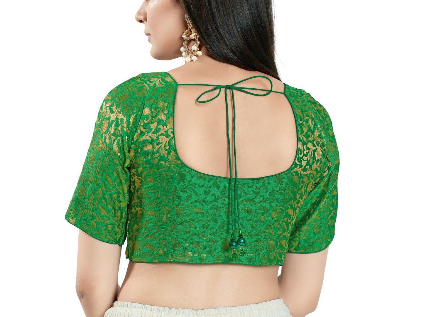 Attractive Green Colored Ready To Wear Brocade Blouse For Women Near Me